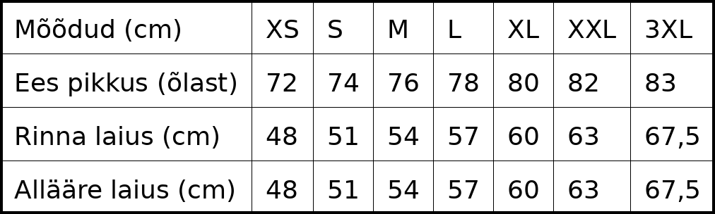 suuruste_tabel_varrukateta särk